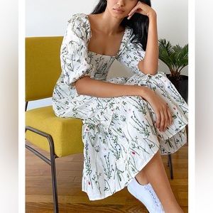 Anthropologie + Meadows Embroidered Bloom Midi Dress
